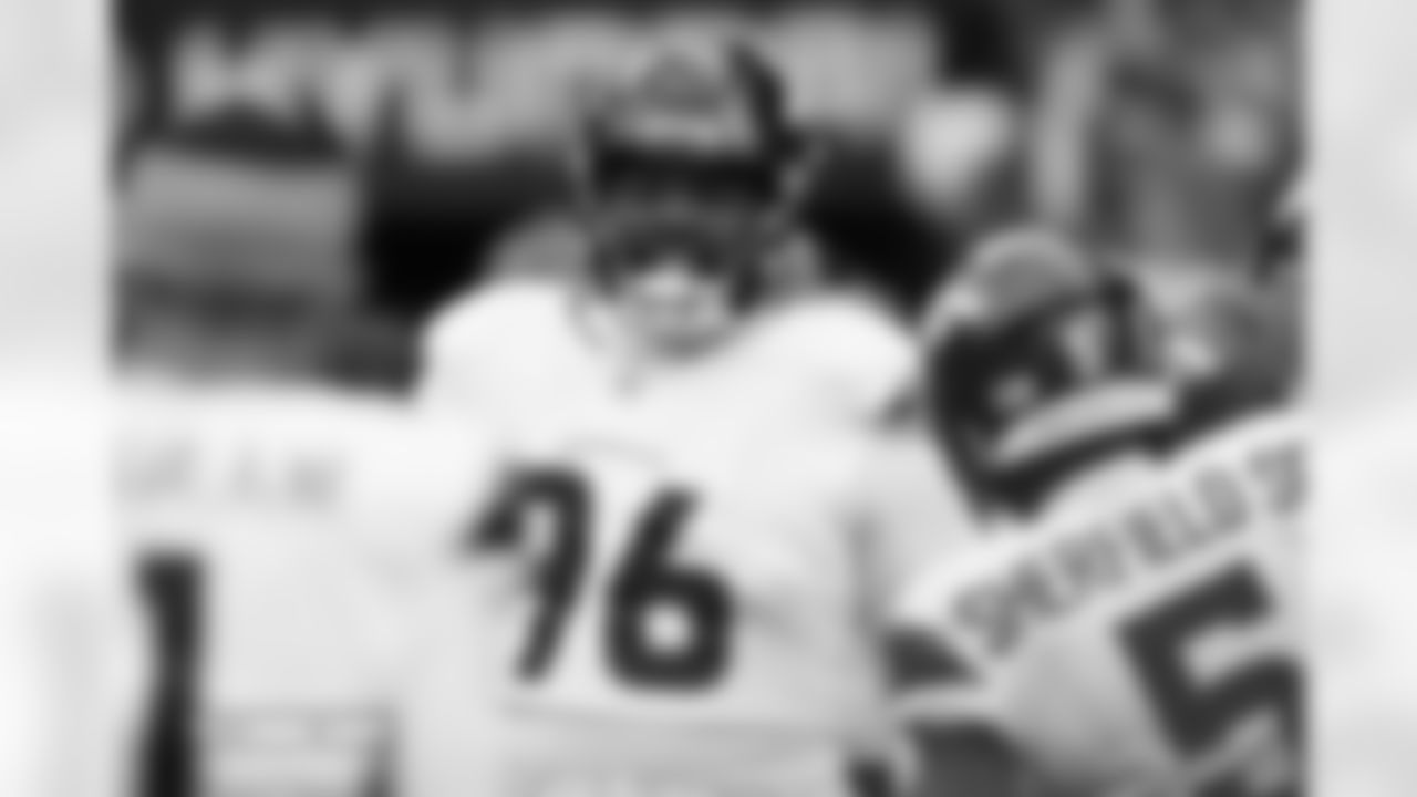 Eyioma Uwazurike (96) before the Broncos' Week 9 game against the Houston Texans at NRG Stadium in Houston, Texas on November 2, 2025. Photo by Ben Swanson / Denver Broncos