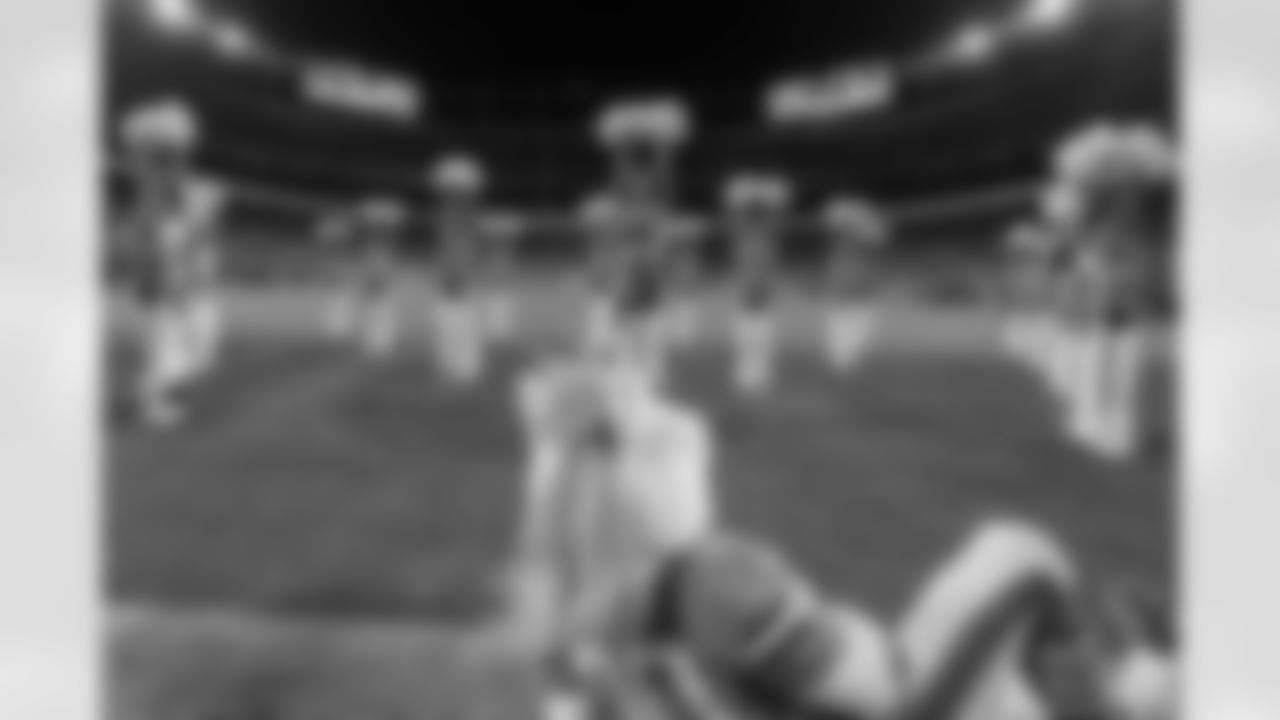 during the Broncos' Week 10 game against the Las Vegas Raiders at Empower Field at Mile High in Denver, Colorado on November 6, 2025. Photo by Paul Cloud / Denver Broncos