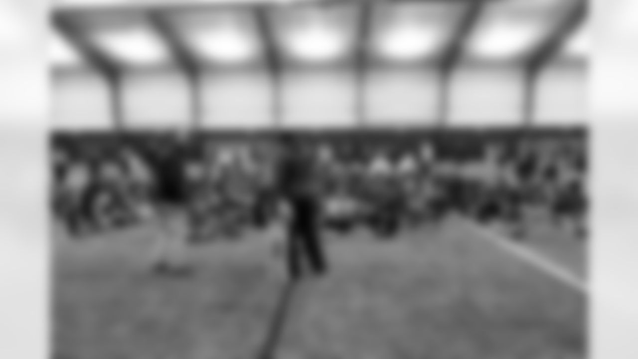 The Denver Broncos and Xcel Energy host more than 300 students who participated in the inaugural semester of Science of Football for a field day at South Suburban Sports Dome in Centennial, Colorado on May 14, 2024. Photo by Nicole Pennetta / Denver Broncos