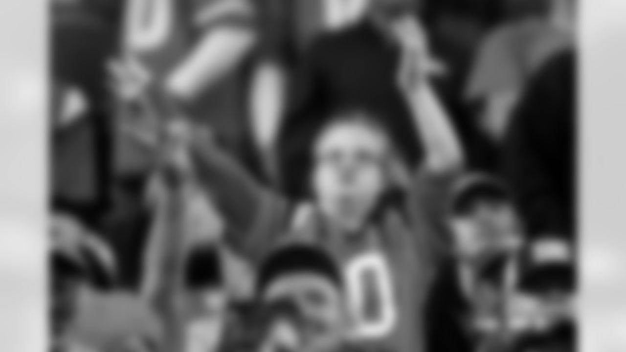 A Denver Broncos fan waves her hands during the Broncos' Week 18 game against the Los Angeles Chargers at Empower Field at Mile High in Denver, Colorado on January 4, 2026. Photo by Gavin Liddell / Denver Broncos