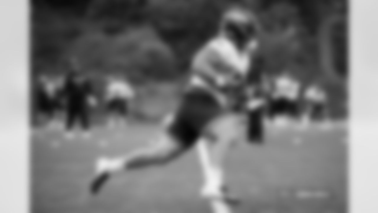 Michael Burton during practice at The Greenbrier in White Sulphur Springs, West Virginia on September 26, 2024. Photo by Ben Swanson / Denver Broncos