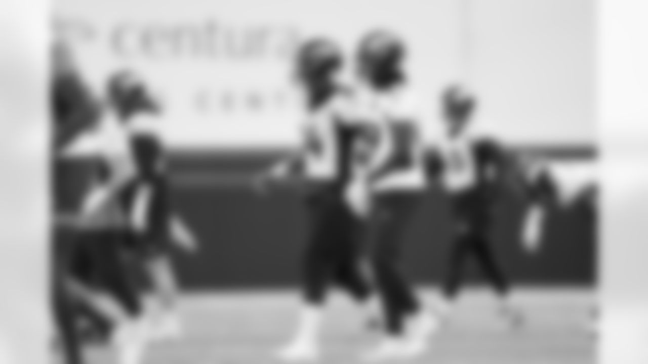 Courtland Sutton and Brandon Johnson during practice on Thursday, January 4, 2024 at Centura Health Training Center in Englewood, Colorado.
Photo by Gabriel Christus / Denver Broncos