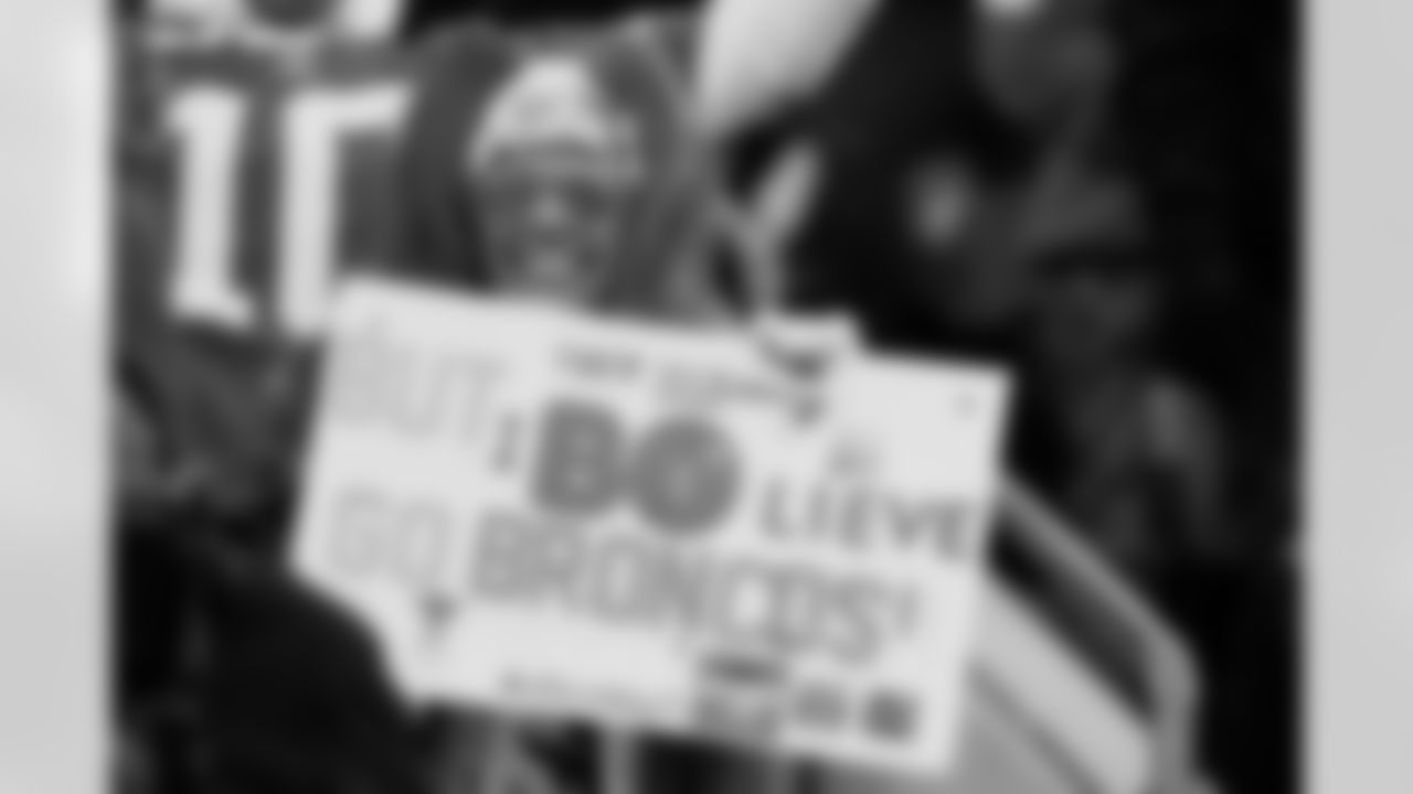 A fan with colored hair before the Broncos' Divisional Round playoff game against the Buffalo Bills at Empower Field at Mile High in Denver, Colorado on January 17, 2026. Photo by Gavin Liddell / Denver Broncos