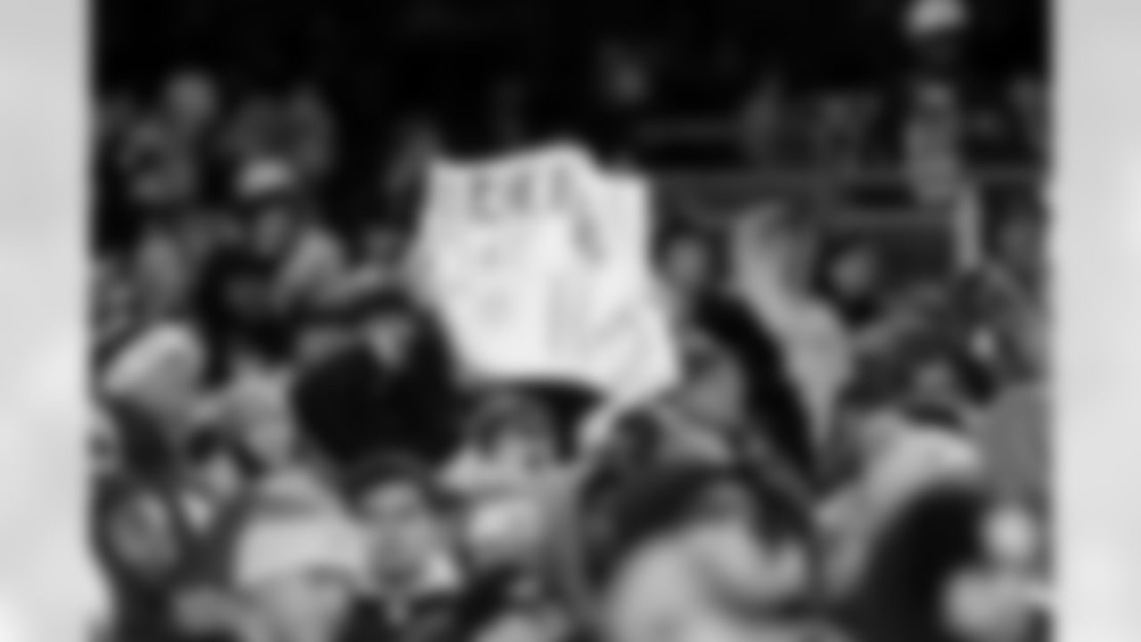 A Denver Broncos fan holds a sign that says Broncos Trot to 10-2 during the Broncos' Week 13 game against the Washington Commanders at Northwest Stadium in Landover, Maryland on November 30, 2025. Photo by Gabriel Christus / Denver Broncos
