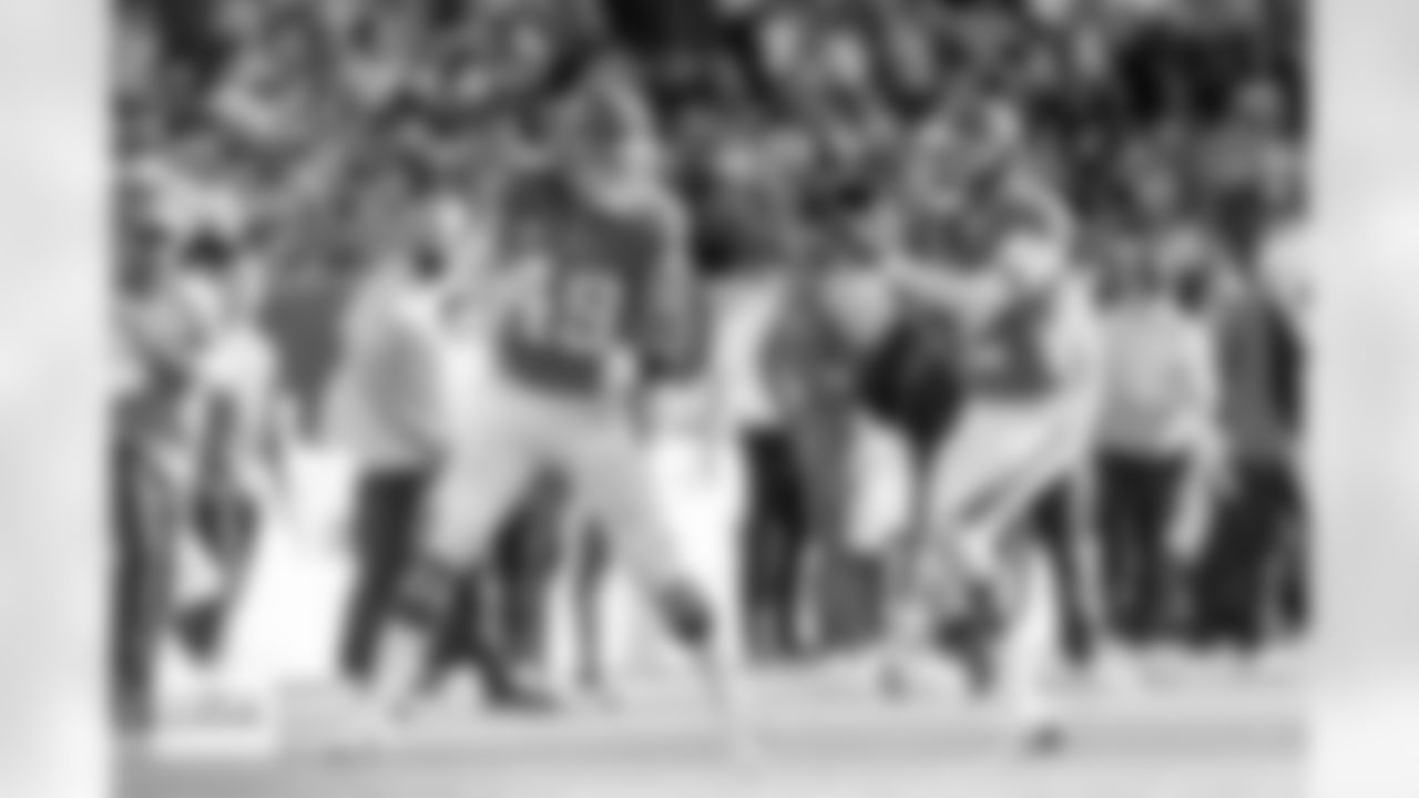 Alex Singleton and Pat Surtain II celebrate during the Broncos' Week 18 game against the Los Angeles Chargers at Empower Field at Mile High in Denver, Colorado on January 4, 2026. Photo by Gabriel Christus / Denver Broncos