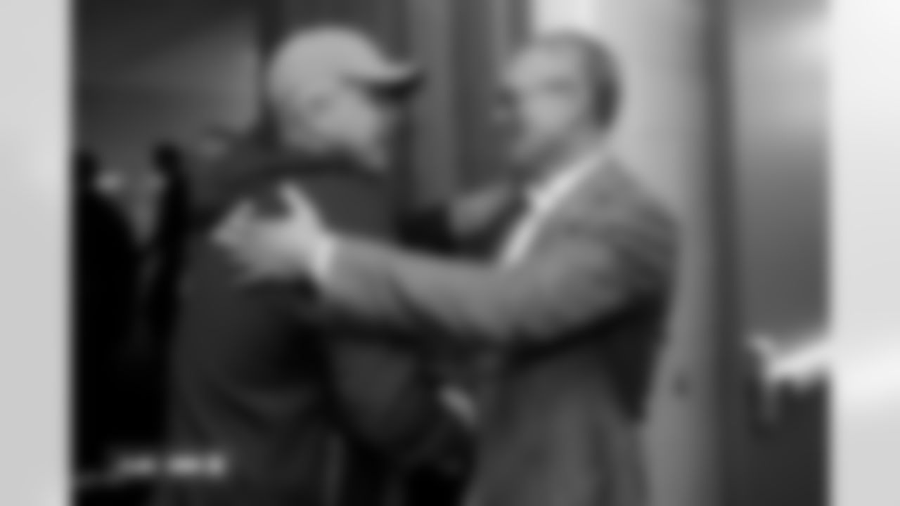 Sean Payton and Greg Penner after the Broncos' Week 18 game against the Los Angeles Chargers at Empower Field at Mile High in Denver, Colorado on January 4, 2026. Photo by Gabriel Christus / Denver Broncos