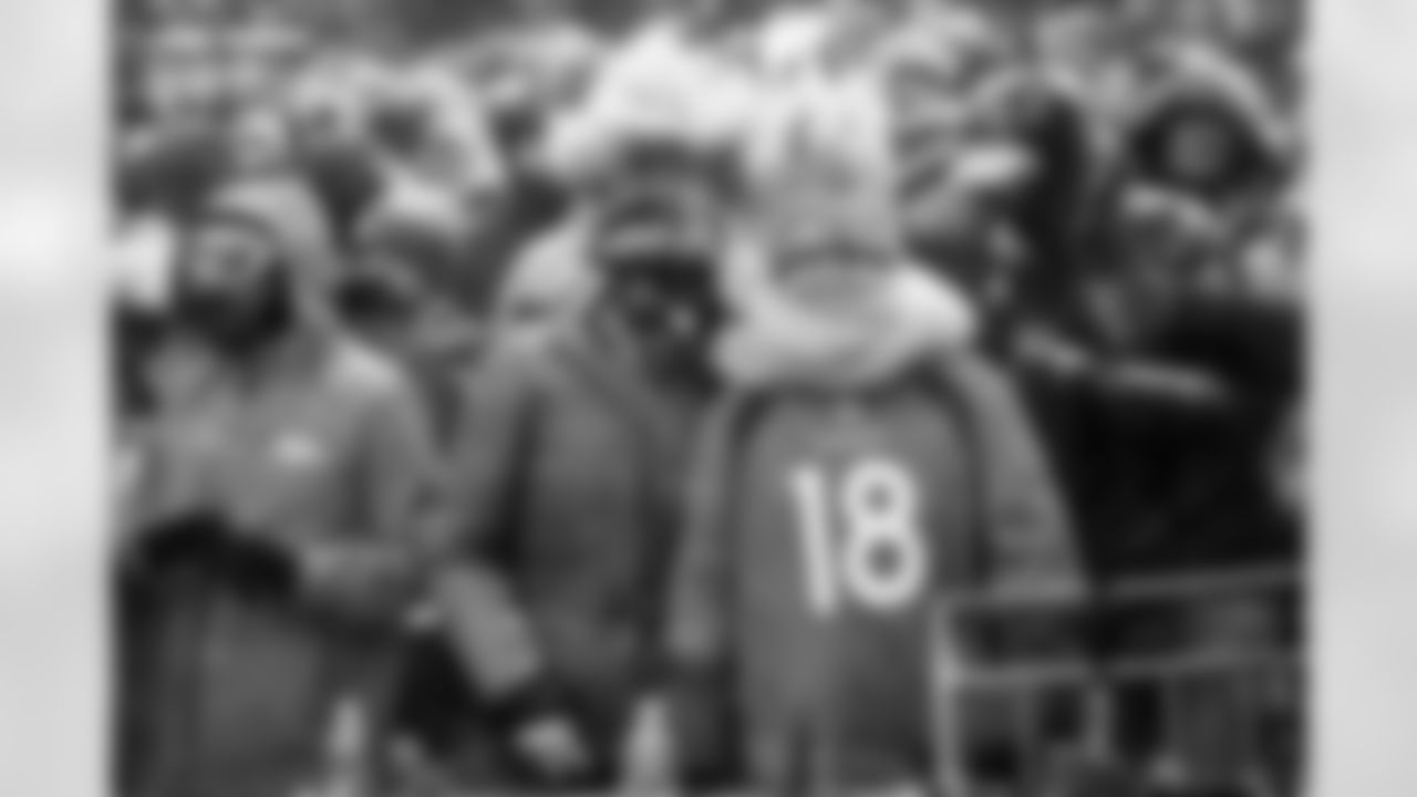 Denver Broncos fans in the snow during the AFC Championship Game between the Denver Broncos and New England Patriots at Empower Field at Mile High in Denver, Colorado on January 25, 2026. Photo by Gavin Liddell / Denver Broncos