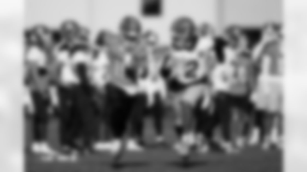 Troy Franklin and Pat Surtain II during practice at Broncos Park Powered by CommonSpirit in Englewood, Colorado on January 2, 2026. Photo by Ben Swanson / Denver Broncos