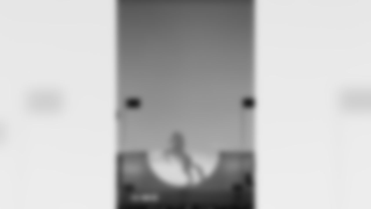 Mini Bucky atop the Mile High Monument photographed on film during the Broncos' Week 10 game against the Las Vegas Raiders at Empower Field at Mile High in Denver, Colorado on November 7, 2025. Photo by Ben Swanson / Denver Broncos