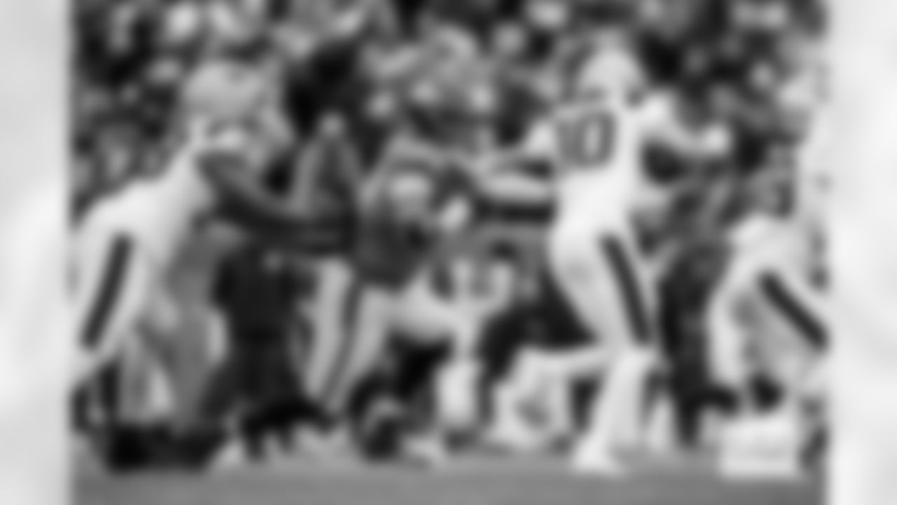 Denver Broncos defensive end Zach Allen (99) sacks New England Patriots quarterback Drake Maye (10) during the AFC Championship Game between the Denver Broncos and New England Patriots at Empower Field at Mile High in Denver, Colorado on January 25, 2026. Photo by Ben Swanson / Denver Broncos