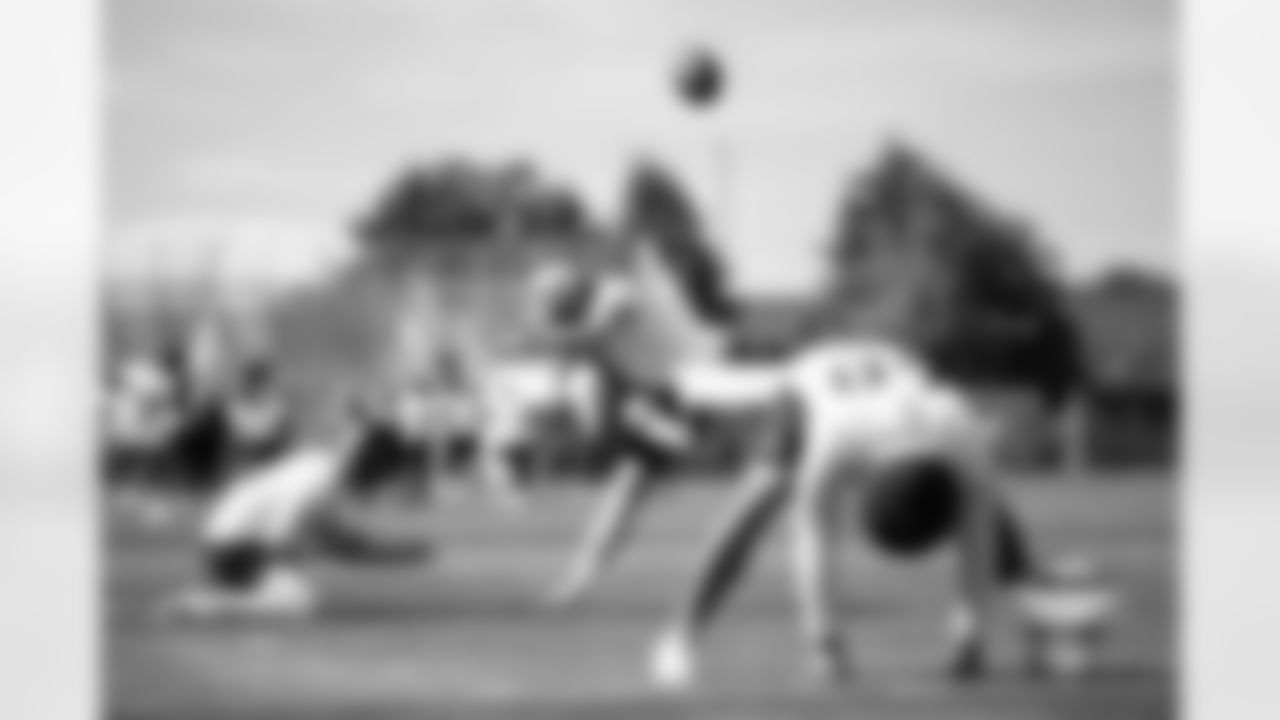 Jeremy Crawshaw and Wil Lutz during a training camp acclimation practice at Broncos Park Powered by CommonSpirit on July 23, 2025 in Englewood, Colorado. Photo by Ben Swanson / Denver Broncos