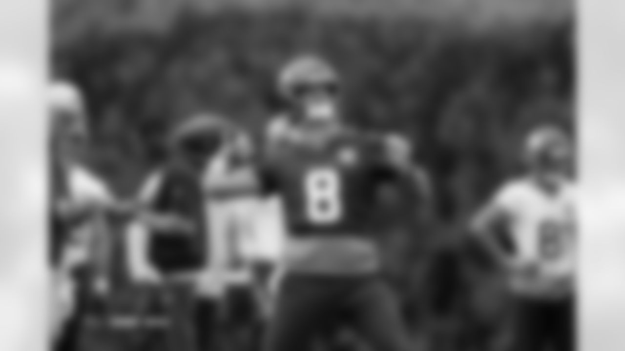 Jarrett Stidham during practice at Tottenham Hotspur Football Club Training Ground in Enfield, England on October 8, 2025. Photo by Gabriel Christus / Denver Broncos