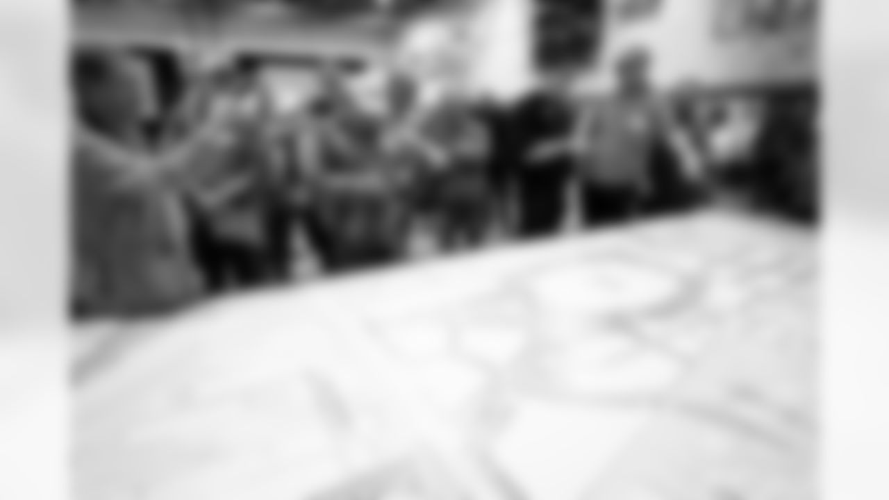 Community members check out the map of the proposed site of the new Denver Broncos Stadium during a community information meeting to inform and request input from the community on Thursday, February 12, 2026 at La Alma Recreation Center in Denver, Colorado.
Photo by Gabriel Christus / Denver Broncos