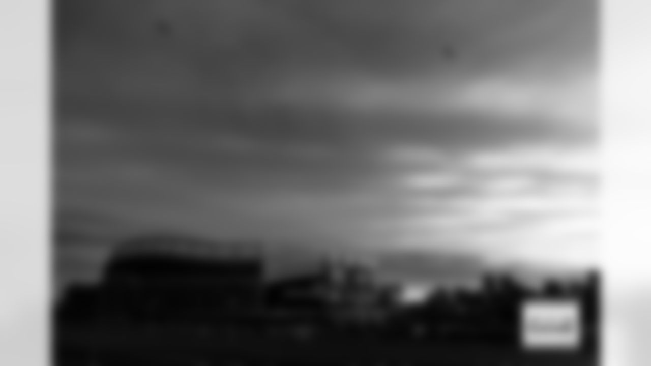 A general view of the stadium exterior at sunrise before the Broncos' Week 16 game against the Jacksonville Jaguars at Empower Field at Mile High in Denver, Colorado on December 21, 2025. Photo by Ben Swanson / Denver Broncos