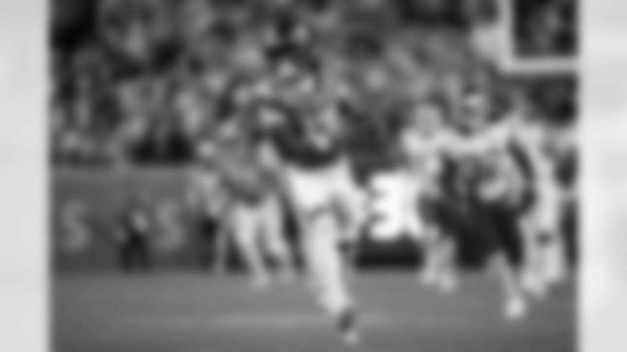 Denver Broncos wide receiver Pat Bryant (13) runs with the ball on a reception during the Broncos' Week 11 game against the Kansas City Chiefs at Empower Field at Mile High in Denver, Colorado on November 16, 2025. Photo by Ben Swanson / Denver Broncos