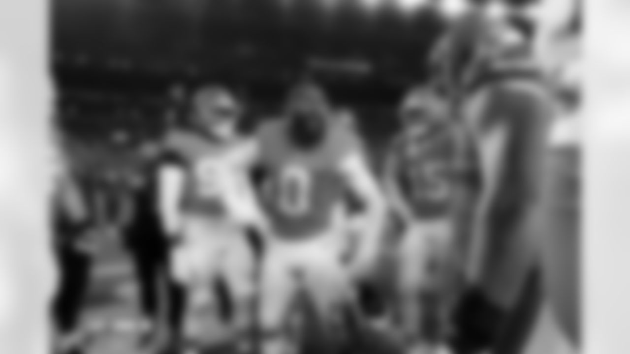 Jonathon Cooper (0) before the Broncos' Week 10 game against the Las Vegas Raiders at Empower Field at Mile High in Denver, Colorado on November 6, 2025. Photo by Gavin Liddell / Denver Broncos