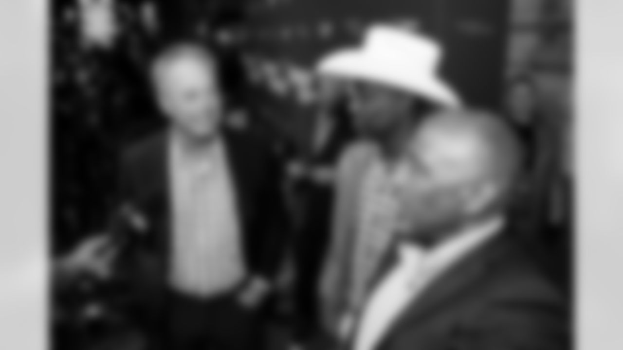 Steve Foley, Brandon Lloyd and Mark Jackson on the red carpet at the movie premiere for the Netflix documentary "Elway" at the Ellie Caulkins Opera House in Denver, Colorado on November 8, 2025. Photo by Ben Swanson / Denver Broncos