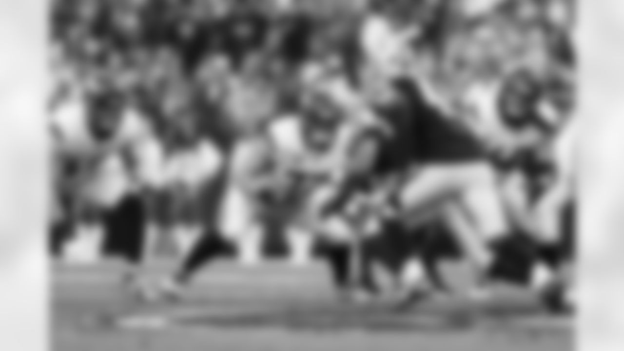 Quinn Meinerz (77) during the Broncos' Week 14 game against the Las Vegas Raiders at Allegiant Stadium in Las Vegas, Nevada on December 7, 2025. Photo by Ben Swanson / Denver Broncos