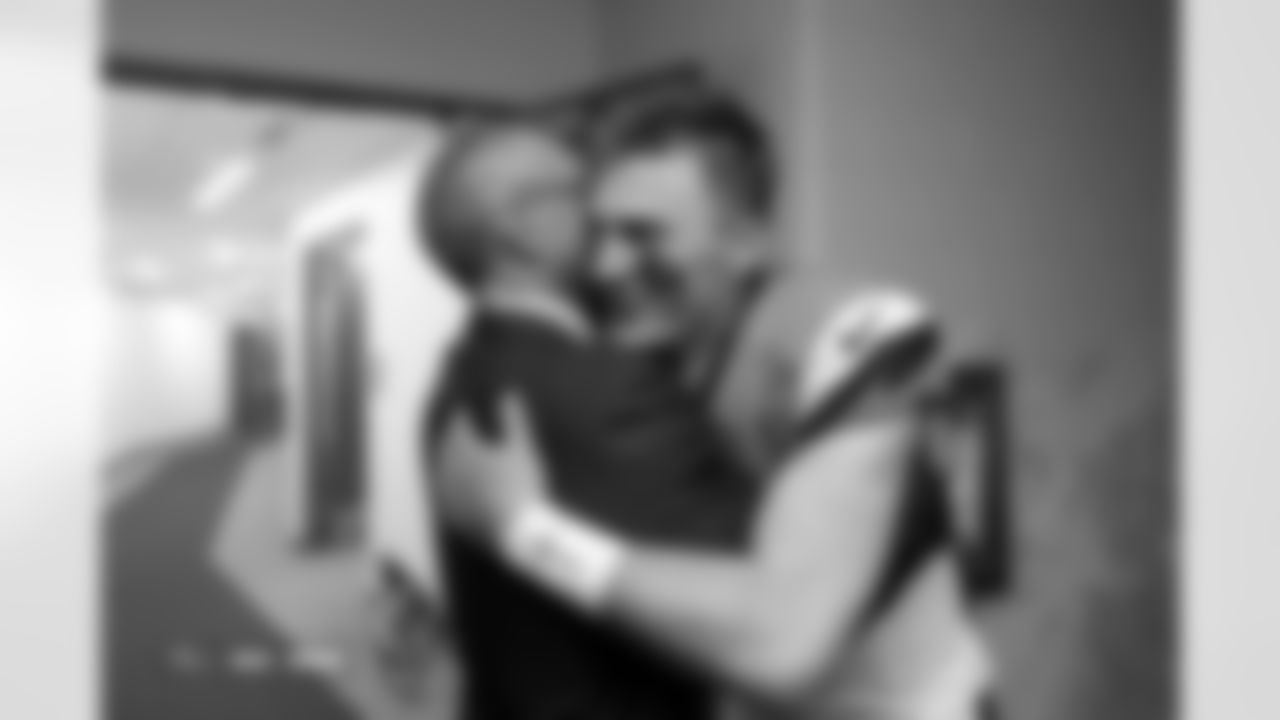 Bo Nix and Greg Penner after the Broncos' Week 11 game against the Kansas City Chiefs at Empower Field at Mile High in Denver, Colorado on November 16, 2025. Photo by Gabriel Christus / Denver Broncos