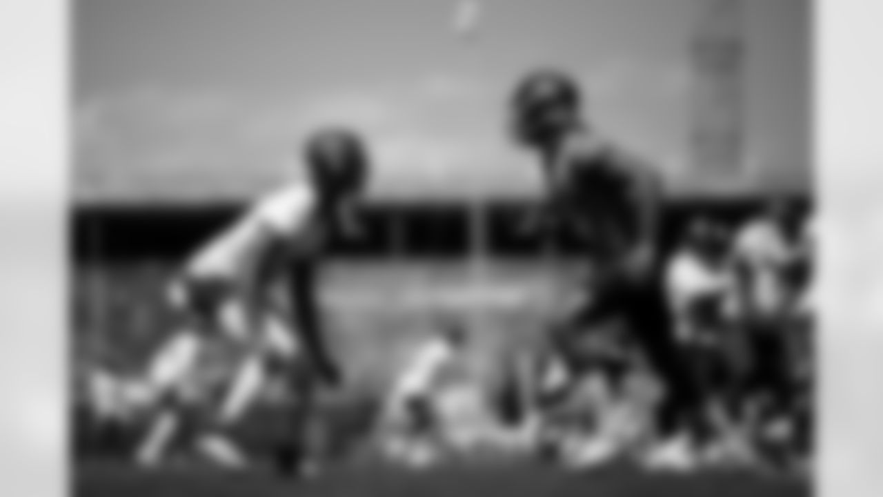 Pat Surtain II and Courtland Sutton during an OTA practice at Broncos Park Powered by CommonSpirit in Englewood, Colorado on June 5, 2025. Photo by Ben Swanson / Denver Broncos