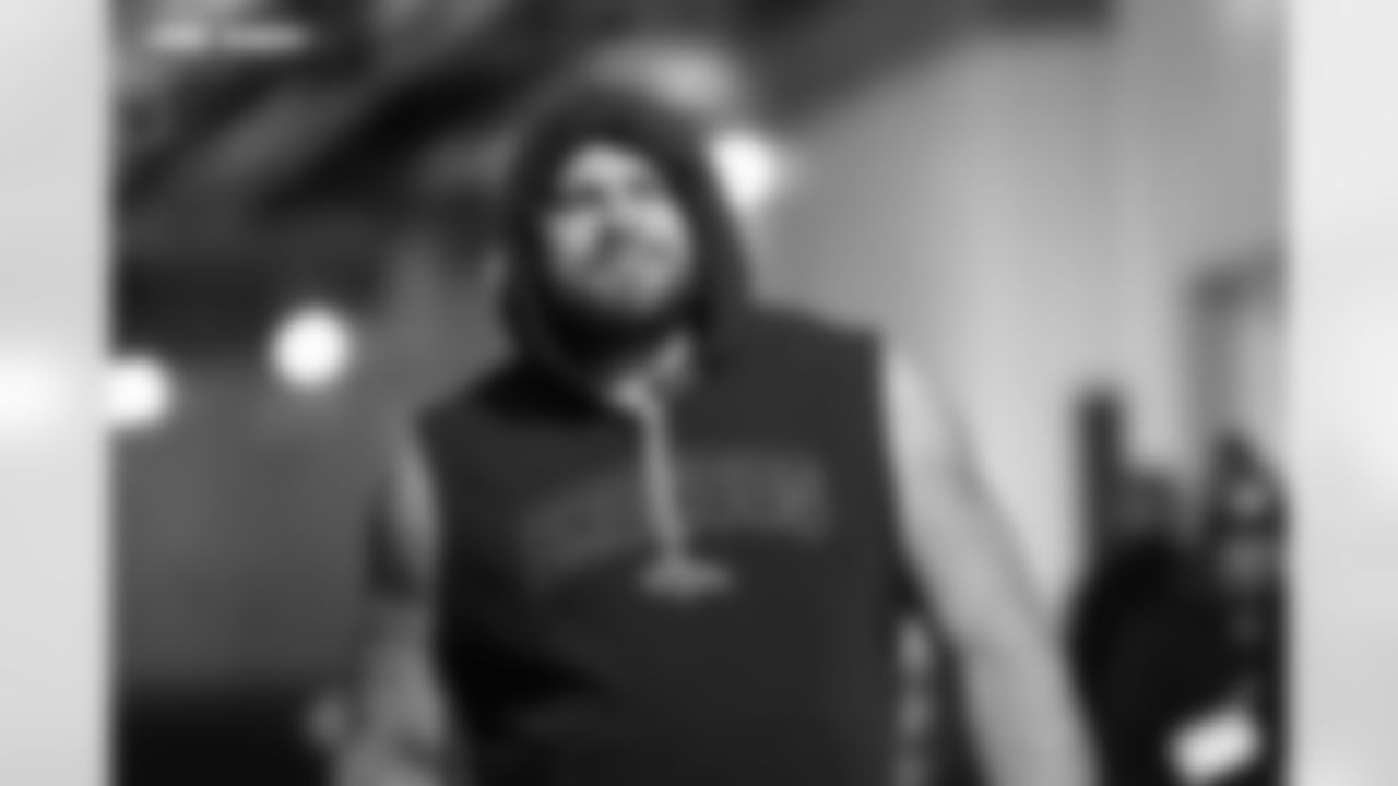 Quinn Meinerz (77) before the AFC Championship Game between the Denver Broncos and New England Patriots at Empower Field at Mile High in Denver, Colorado on January 25, 2026. Photo by Ben Swanson / Denver Broncos