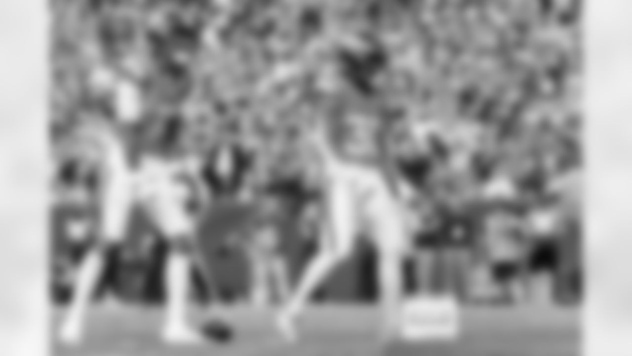 Denver Broncos running back Jaleel McLaughlin (38) celebrates with wide receiver Troy Franklin (11) after a touchdown during the Broncos' Week 11 game against the Kansas City Chiefs at Empower Field at Mile High in Denver, Colorado on November 16, 2025. Photo by Gabriel Christus / Denver Broncos