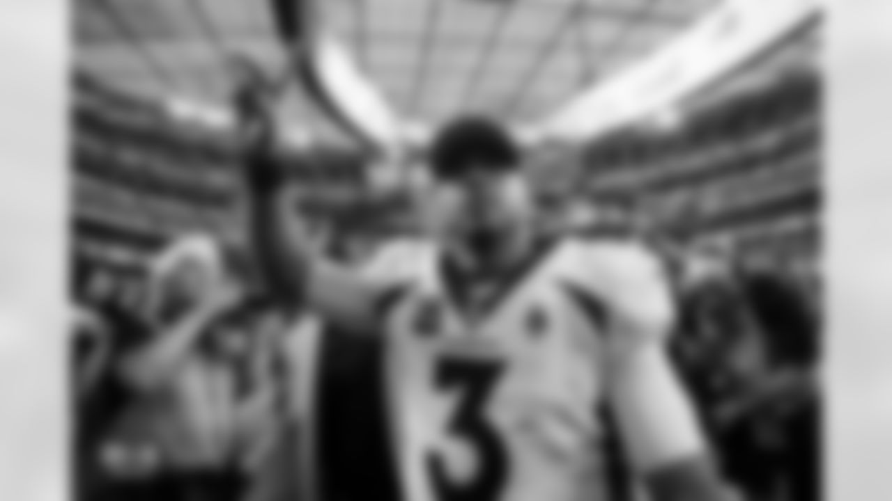 Russell Wilson after the Broncos' Week 14 game against the Los Angeles Chargers at SoFi Stadium in Inglewood, California on December 10, 2023. Photo by Ben Swanson / Denver Broncos