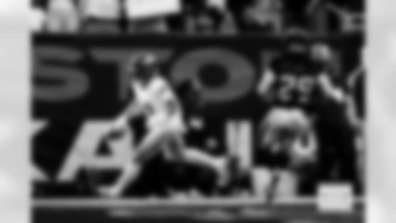 Denver Broncos running back RJ Harvey (12) scores a touchdown during the Broncos' Week 9 game against the Houston Texans at NRG Stadium in Houston, Texas on November 2, 2025. Photo by Gabriel Christus / Denver Broncos