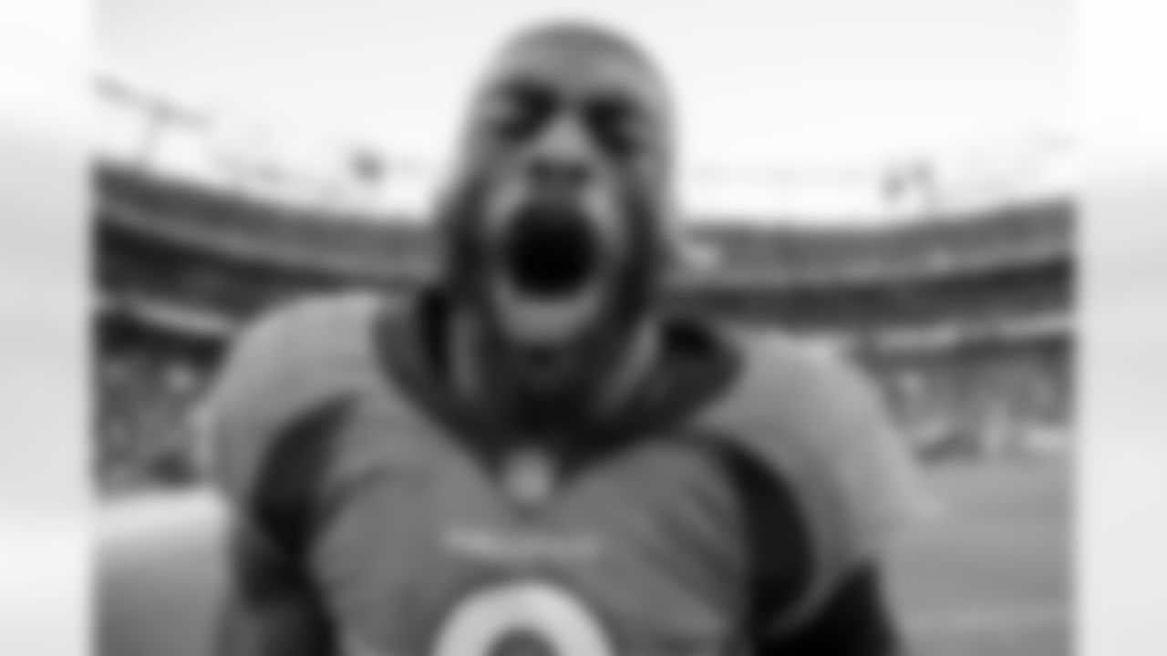 Denver Broncos linebacker Jonathon Cooper (0) reacts after the Broncos' Week 8 game against the Kansas City Chiefs at Empower Field at Mile High in Denver, Colorado on October 29, 2023. Photo by Gabriel Christus / Denver Broncos