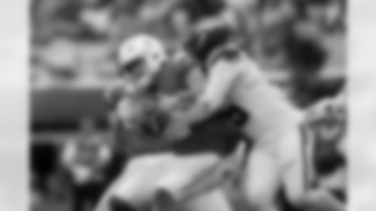 Denver Broncos linebacker Nik Bonitto (15) sacks Los Angeles Chargers quarterback Justin Herbert (10) during the Broncos' Week 3 game against the Los Angeles Chargers at SoFi Stadium in Inglewood, California on September 21, 2025. Photo by Gabriel Christus / Denver Broncos