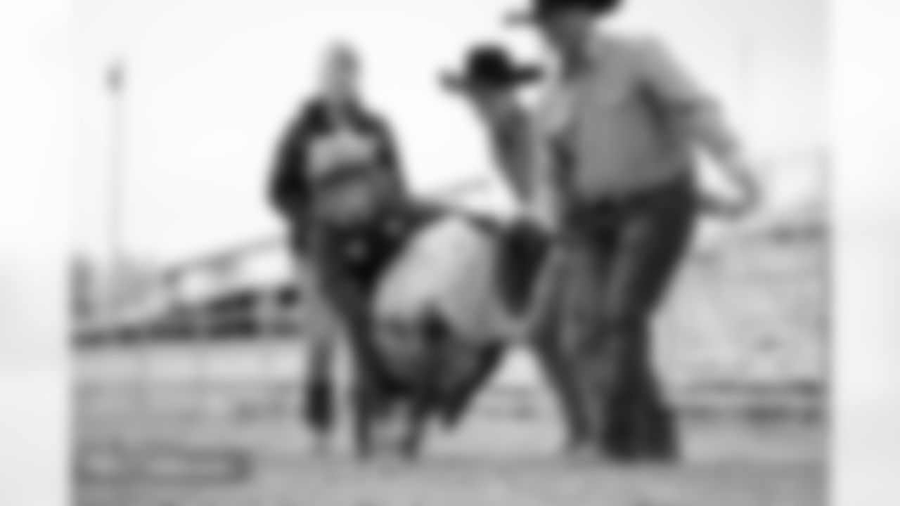 Photos from the filming of the Denver Broncos' mutton-busting-themed 2025 schedule release video.
Photo by Gabriel Christus / Denver Broncos