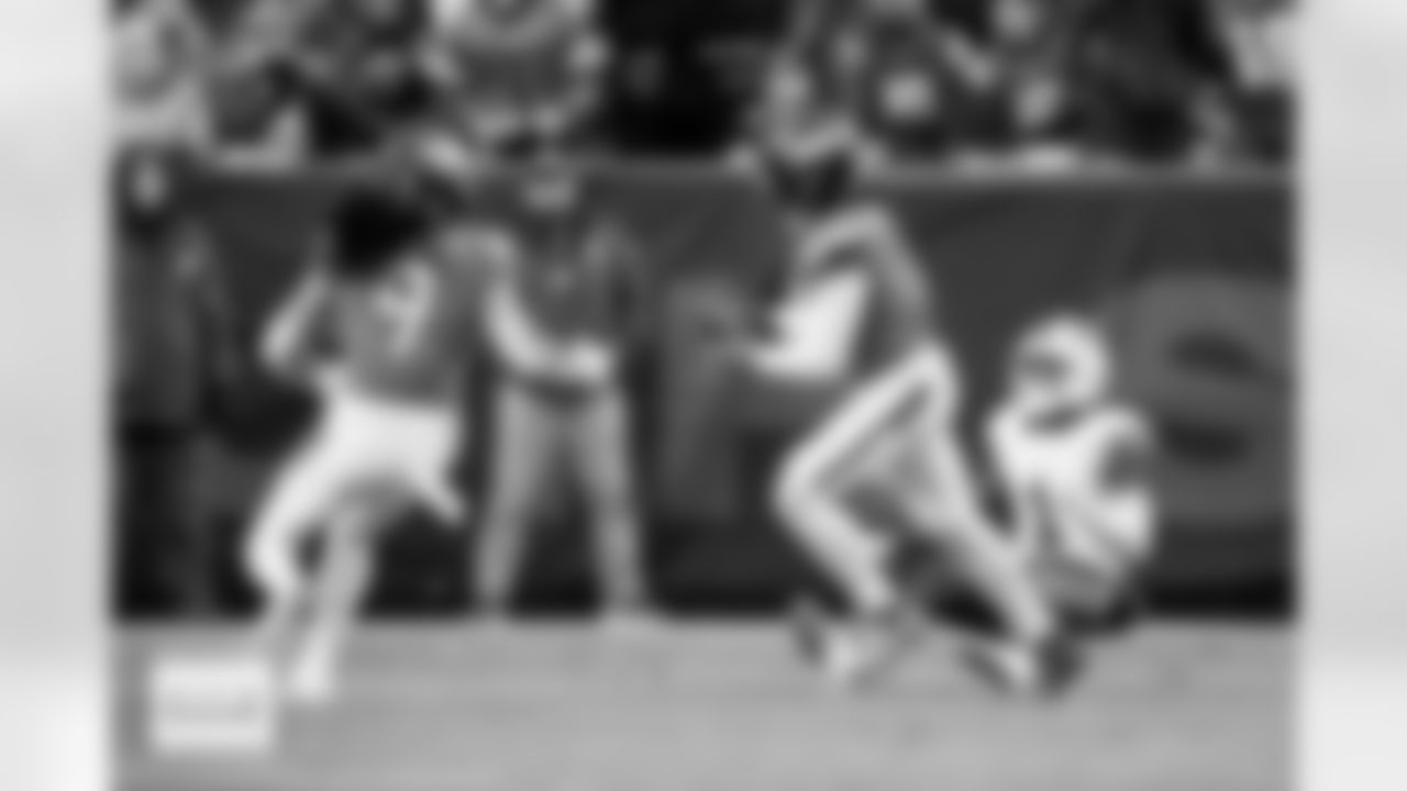 Denver Broncos safety P.J. Locke (6) intercepts a pass during the Broncos' Divisional Round playoff game against the Buffalo Bills at Empower Field at Mile High in Denver, Colorado on January 17, 2026. Photo by Gavin Liddell / Denver Broncos