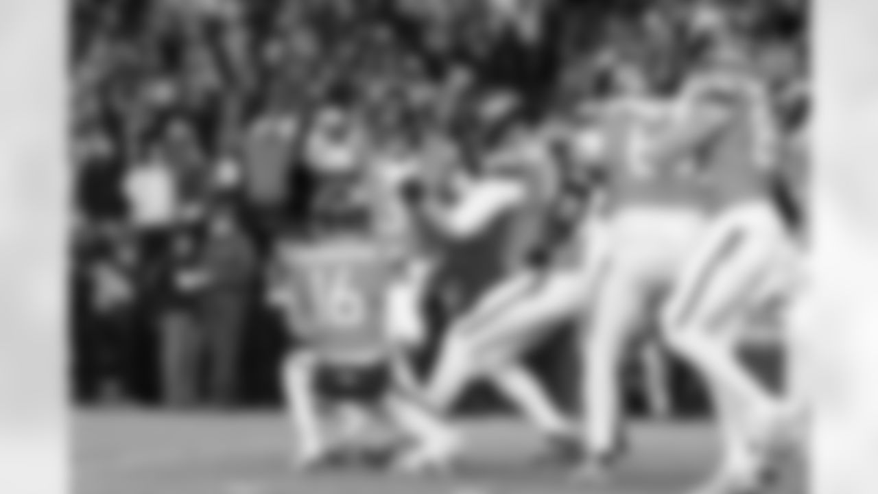Denver Broncos placekicker Wil Lutz (3) celebrates the game-winning field goal with punter Jeremy Crawshaw (16) and offensive tackle Mike McGlinchey (69) during the Broncos' Divisional Round playoff game against the Buffalo Bills at Empower Field at Mile High in Denver, Colorado on January 17, 2026. Photo by Gabriel Christus / Denver Broncos
