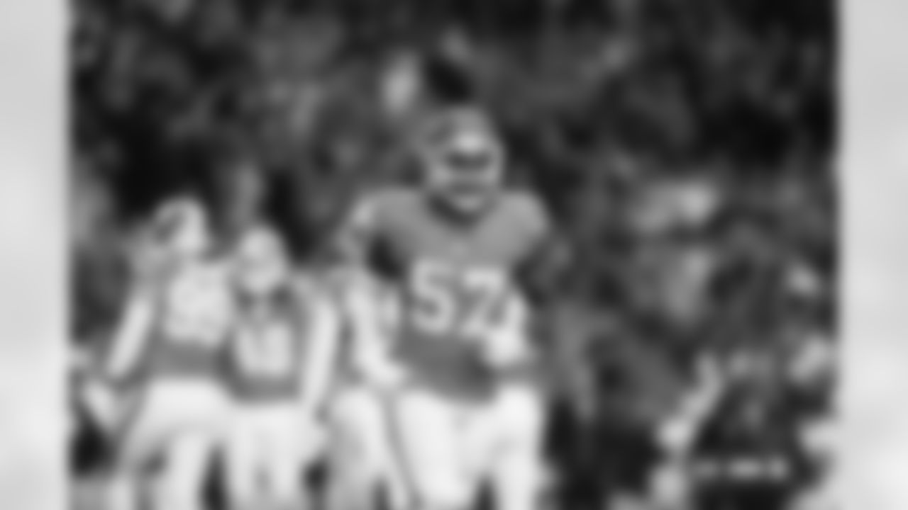 Denver Broncos linebacker Dre Greenlaw (57) photographed on film during the Broncos' Week 10 game against the Las Vegas Raiders at Empower Field at Mile High in Denver, Colorado on November 7, 2025. Photo by Gabriel Christus / Denver Broncos