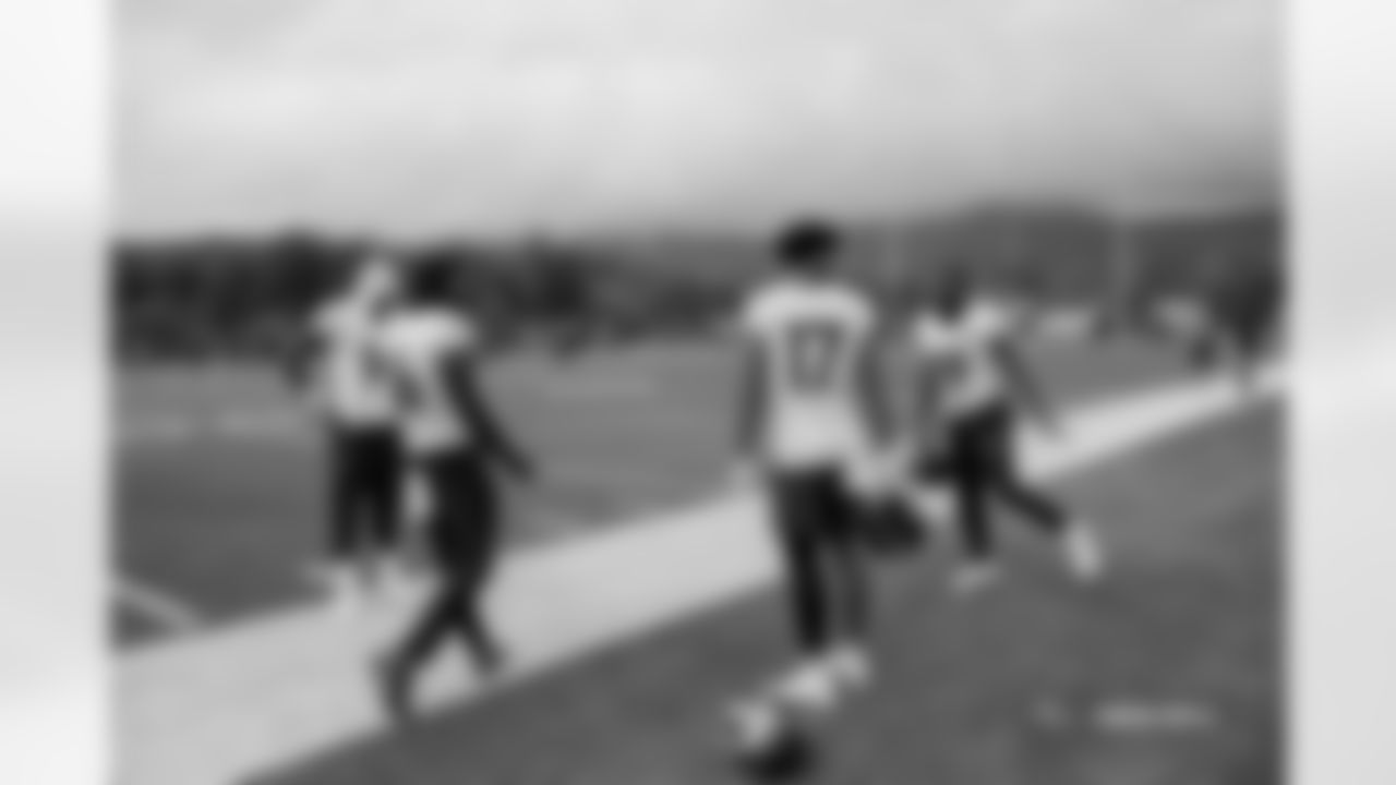 Courtland Sutton, Troy Franklin, Devaughn Vele and Marvin Mims Jr. during practice at The Greenbrier in White Sulphur Springs, West Virginia on September 26, 2024. Photo by Gabriel Christus / Denver Broncos