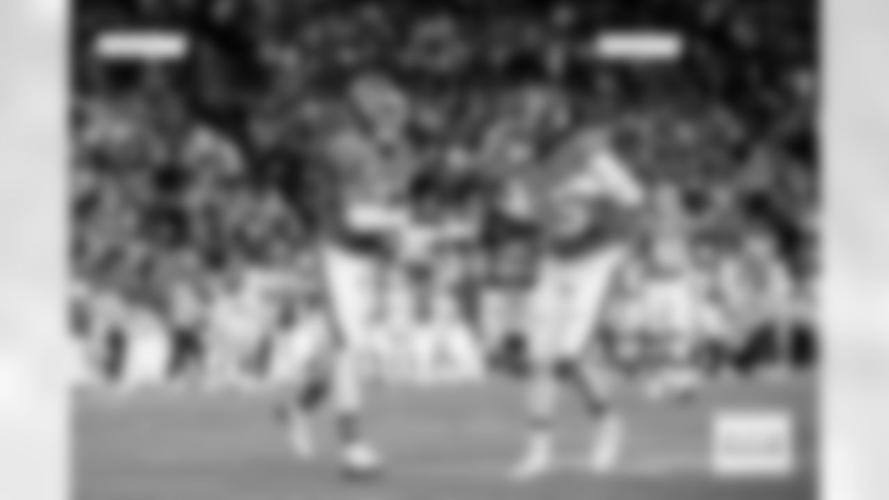 Pat Surtain II and Nik Bonitto during the Broncos' Week 18 game against the Los Angeles Chargers at Empower Field at Mile High in Denver, Colorado on January 4, 2026. Photo by Ben Swanson / Denver Broncos