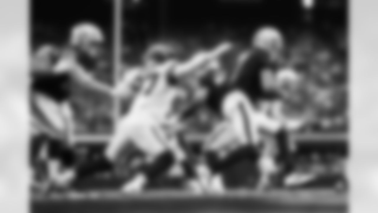 Malcolm Roach (97) during the Broncos' Week 14 game against the Las Vegas Raiders at Allegiant Stadium in Las Vegas, Nevada on December 7, 2025. Photo by Ben Swanson / Denver Broncos