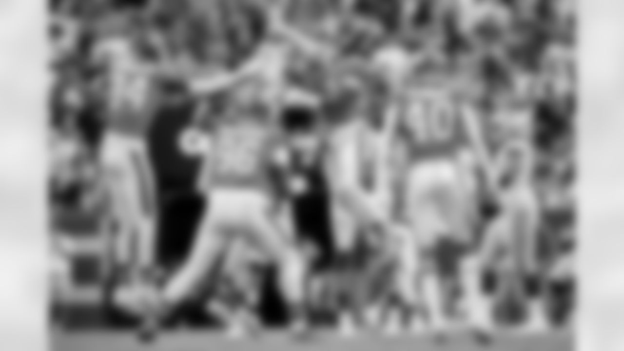 Denver Broncos safety JL Skinner (34), defensive end Eyioma Uwazurike (96) and cornerback Jahdae Barron (23) celebrate after an interception during the Broncos' Week 8 game against the Dallas Cowboys at Empower Field at Mile High in Denver, Colorado on October 26, 2025. Photo by Gabriel Christus / Denver Broncos