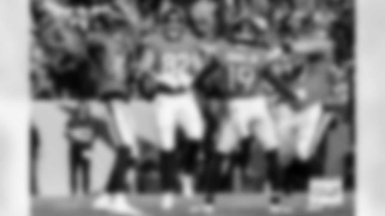 Denver Broncos wide receiver Troy Franklin (11) celebrates after a touchdown reception during the Broncos' Week 15 game against the Green Bay Packers at Empower Field at Mile High in Denver, Colorado on December 14, 2025. Photo by Ben Swanson / Denver Broncos