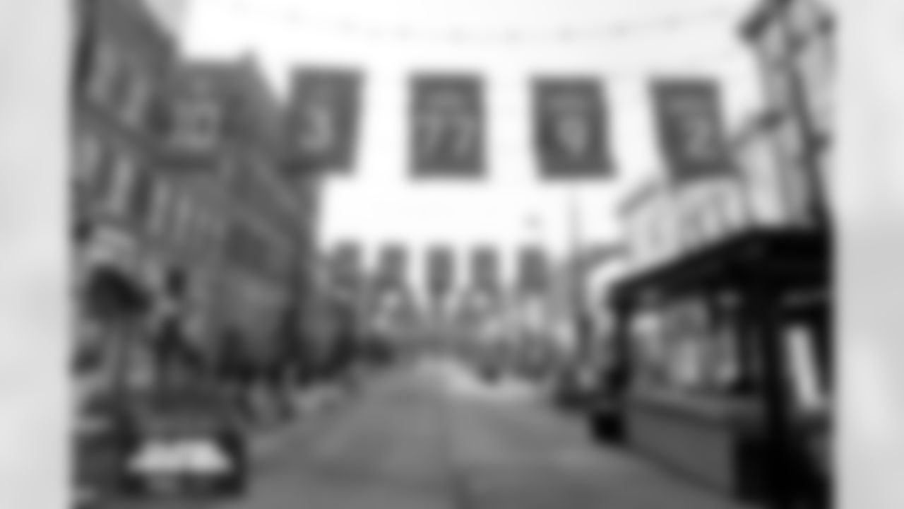 Denver Broncos jersey banners hang in Larimer Square to celebrate the Broncos making the playoffs on Tuesday, January 13, 2026 in Denver, Colorado.
Photo by Gabriel Christus / Denver Broncos