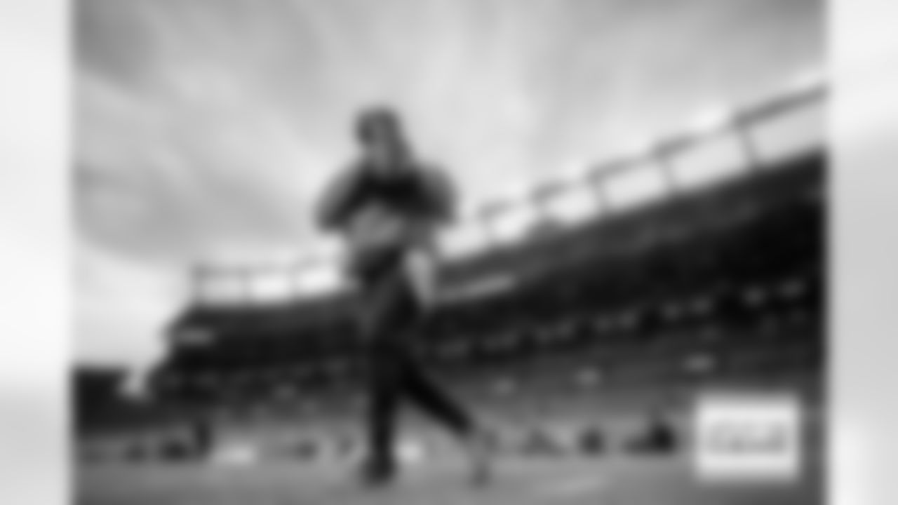 Russell Wilson before the Broncos' Week 11 game against the Minnesota Vikings at Empower Field at Mile High in Denver, Colorado on November 19, 2023. Photo by Ben Swanson / Denver Broncos