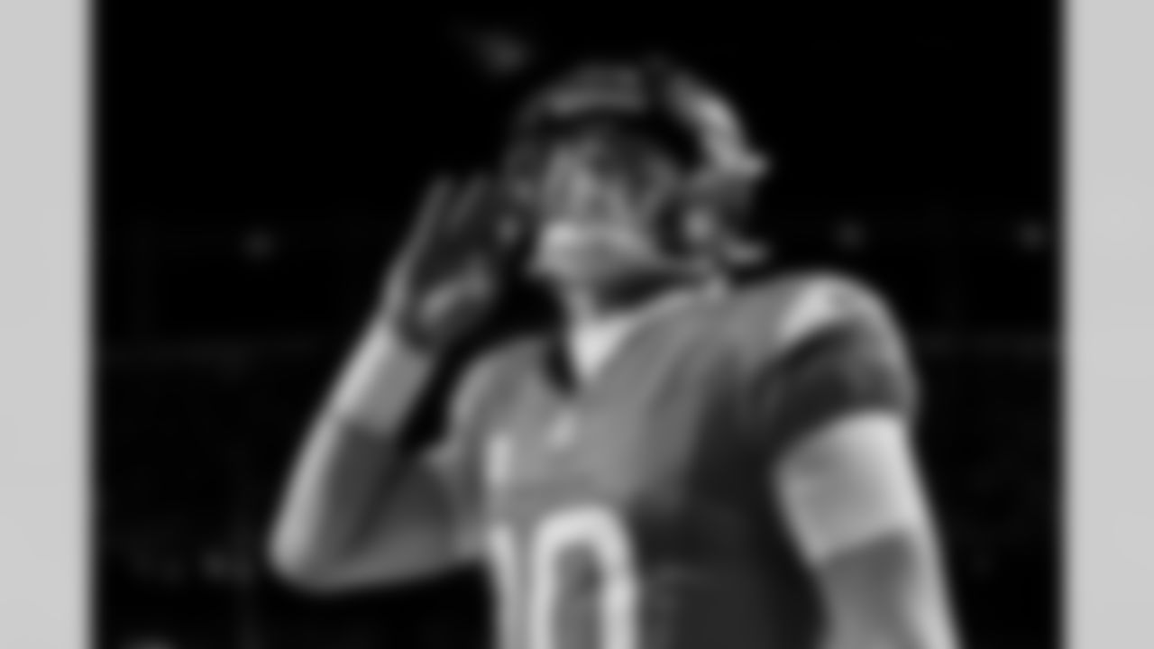 Denver Broncos quarterback Bo Nix (10) celebrates after a touchdown by urging the crowd to make more noise during the Broncos' Divisional Round playoff game against the Buffalo Bills at Empower Field at Mile High in Denver, Colorado on January 17, 2026. Photo by Gavin Liddell / Denver Broncos