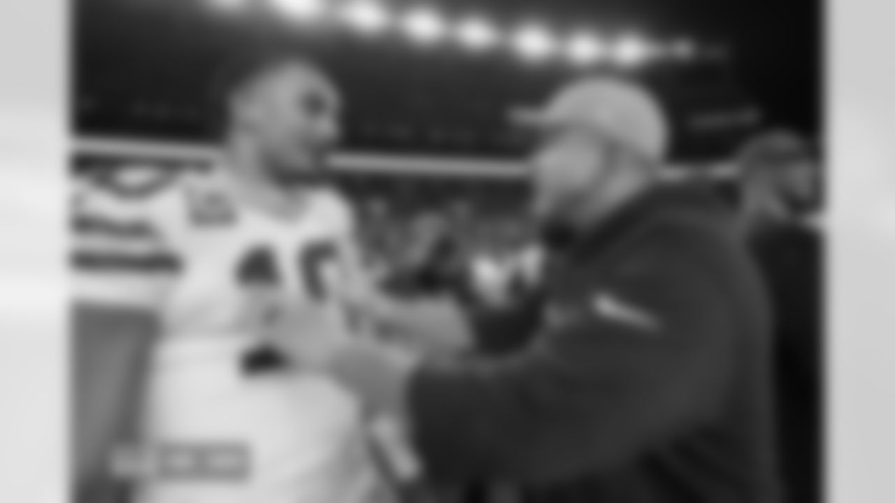 Jordan Love and Sean Payton during the Broncos' Week 15 game against the Green Bay Packers at Empower Field at Mile High in Denver, Colorado on December 14, 2025. Photo by Gabriel Christus / Denver Broncos