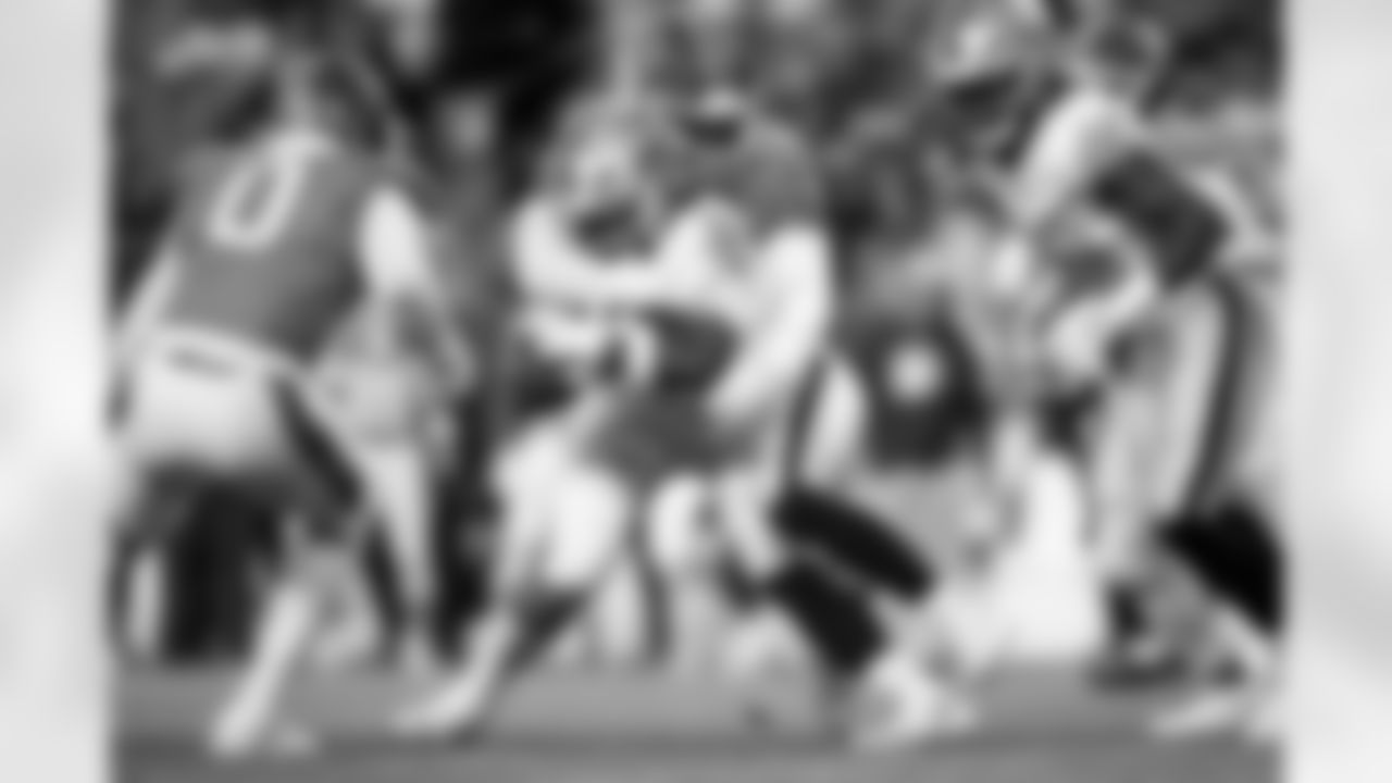 Denver Broncos defensive end John Franklin-Myers (98) tackles Las Vegas Raiders running back Ashton Jeanty (2) during the Broncos' Week 10 game against the Las Vegas Raiders at Empower Field at Mile High in Denver, Colorado on November 6, 2025. Photo by Ben Swanson / Denver Broncos