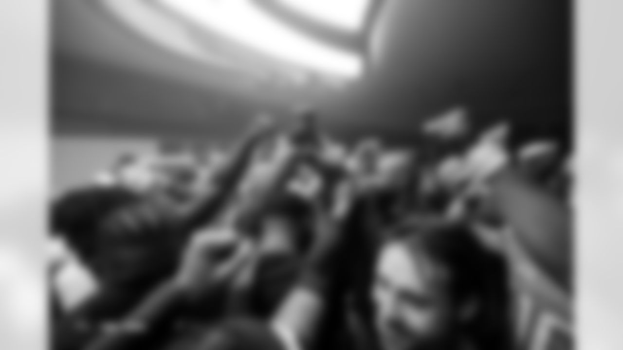 The team huddles after the Broncos' Week 15 game against the Green Bay Packers at Empower Field at Mile High in Denver, Colorado on December 14, 2025. Photo by Gabriel Christus / Denver Broncos