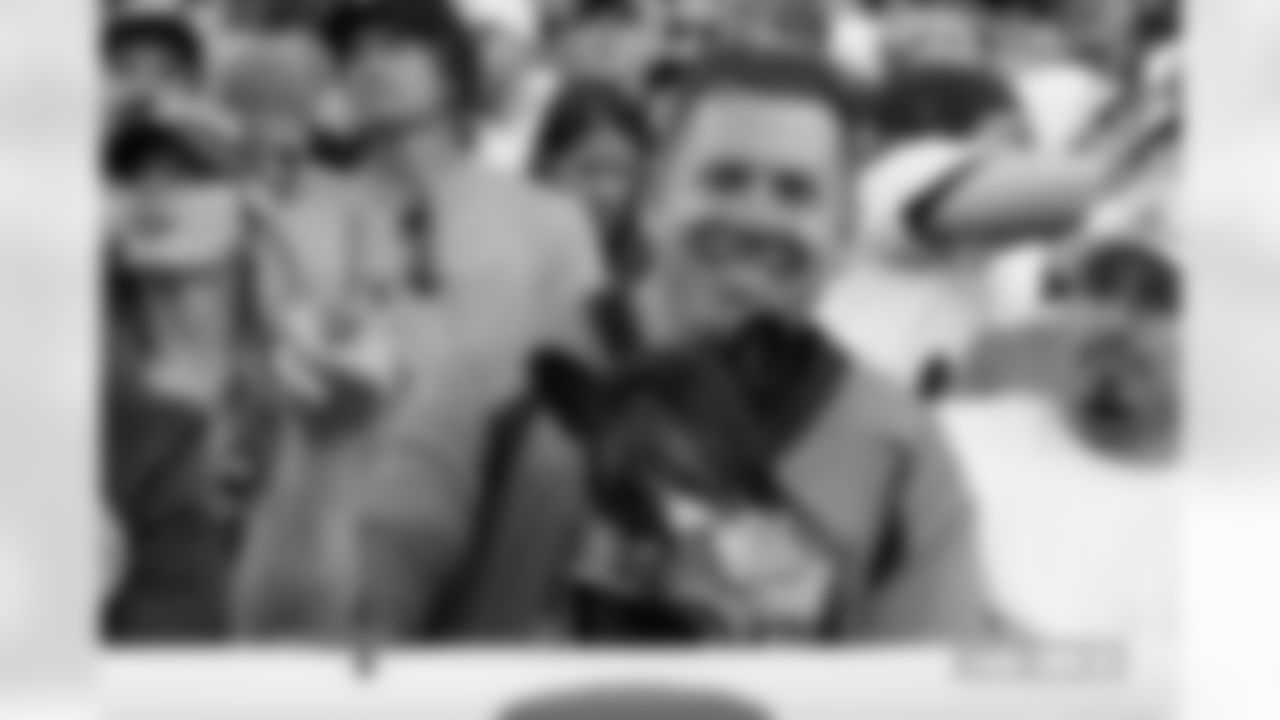 A Denver Broncos fan with his service dog during the Broncos' Week 18 game against the Los Angeles Chargers at Empower Field at Mile High in Denver, Colorado on January 4, 2026. Photo by Gavin Liddell / Denver Broncos