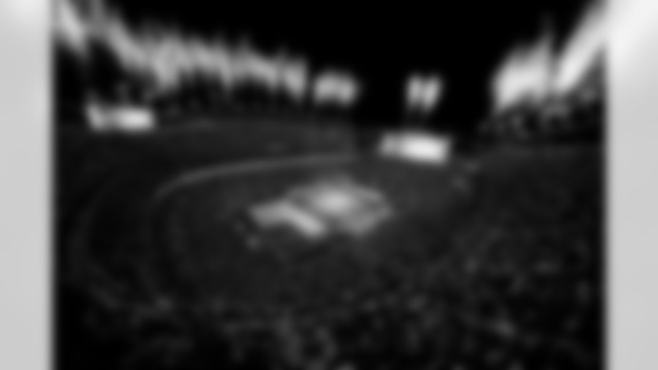A general overall interior view as fireworks go off during the national anthem before the Broncos' Week 10 game against the Las Vegas Raiders at Empower Field at Mile High in Denver, Colorado on November 6, 2025. Photo by Gabriel Christus / Denver Broncos