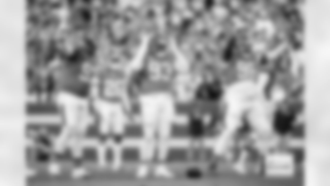 Malcolm Roach, D.J. Jones and Eyioma Uwazurike during the Broncos' Week 18 game against the Los Angeles Chargers at Empower Field at Mile High in Denver, Colorado on January 4, 2026. Photo by Ben Swanson / Denver Broncos
