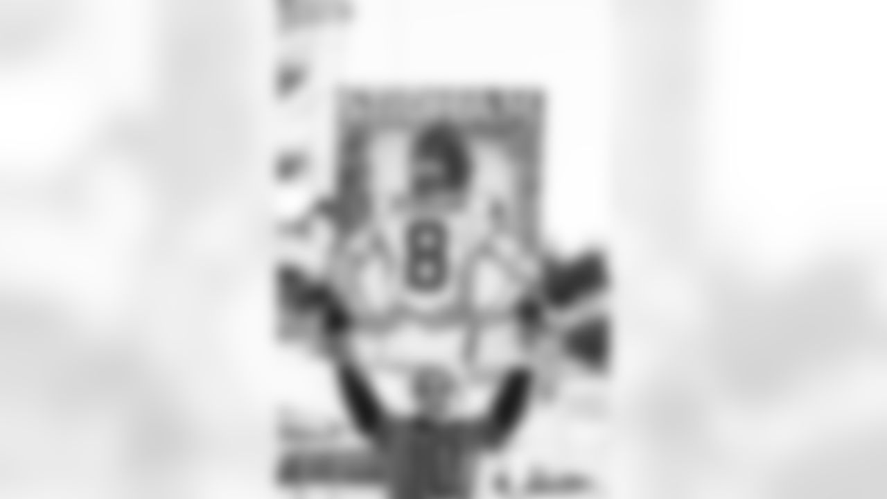 A fan holds up a painting of Jarrett Stidham during team arrivals before the AFC Championship Game between the Denver Broncos and New England Patriots at Empower Field at Mile High in Denver, Colorado on January 25, 2026. Photo by Ben Swanson / Denver Broncos