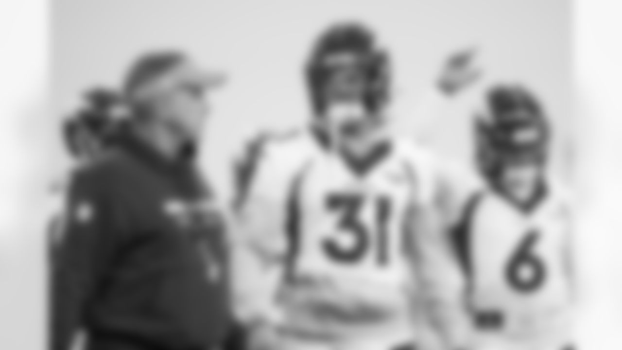 Sean Payton and Justin Simmons during practice on Wednesday, December 27, 2023 at Centura Health Training Center in Englewood, Colorado.
Photo by Gabriel Christus / Denver Broncos